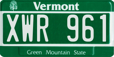 VT license plate XWR961
