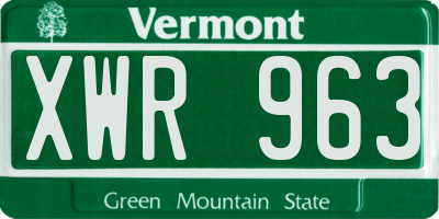 VT license plate XWR963