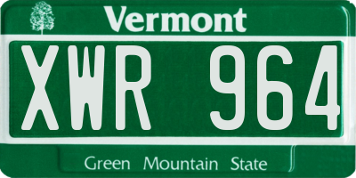 VT license plate XWR964