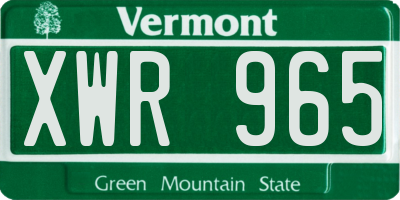 VT license plate XWR965