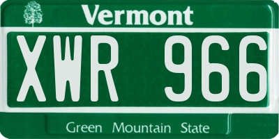 VT license plate XWR966