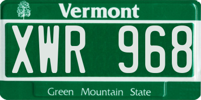 VT license plate XWR968