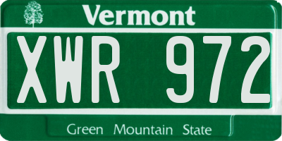 VT license plate XWR972