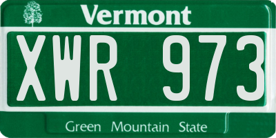 VT license plate XWR973