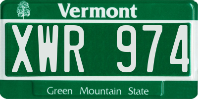 VT license plate XWR974