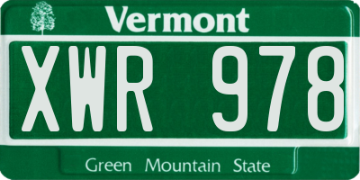 VT license plate XWR978