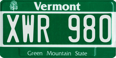 VT license plate XWR980