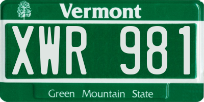 VT license plate XWR981
