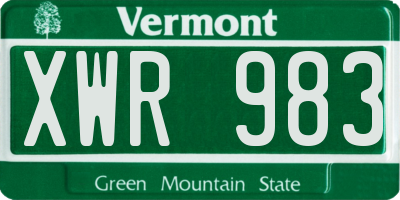 VT license plate XWR983