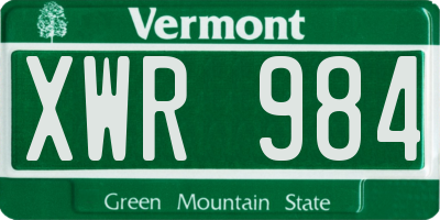 VT license plate XWR984