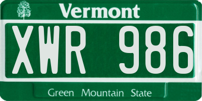 VT license plate XWR986