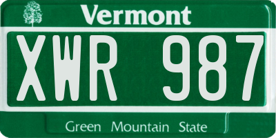 VT license plate XWR987