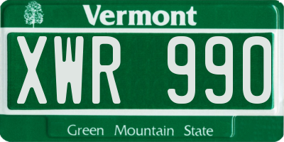 VT license plate XWR990