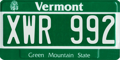 VT license plate XWR992