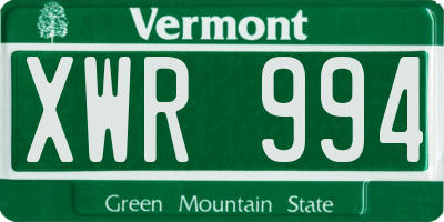 VT license plate XWR994