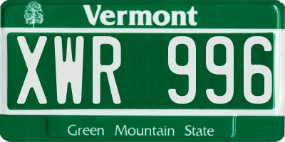 VT license plate XWR996