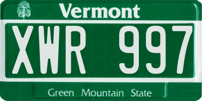 VT license plate XWR997