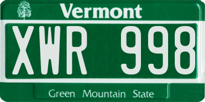 VT license plate XWR998