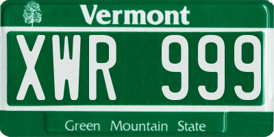 VT license plate XWR999