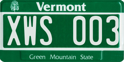 VT license plate XWS003