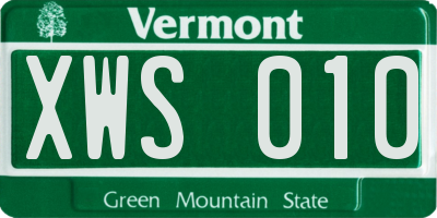 VT license plate XWS010