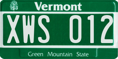 VT license plate XWS012