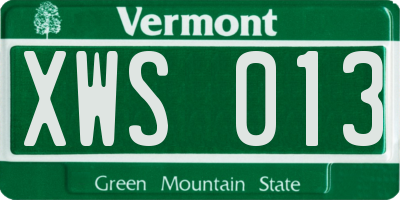VT license plate XWS013