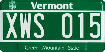 VT license plate XWS015