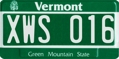 VT license plate XWS016