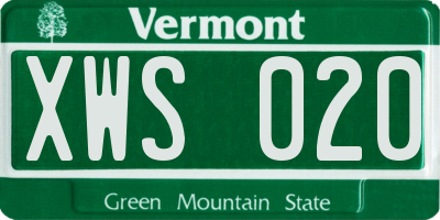 VT license plate XWS020