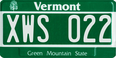 VT license plate XWS022