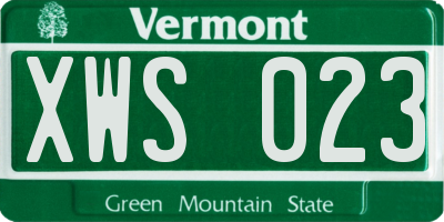 VT license plate XWS023