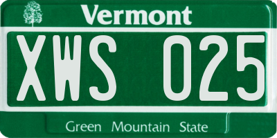 VT license plate XWS025