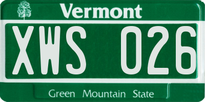 VT license plate XWS026