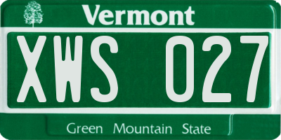 VT license plate XWS027