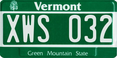 VT license plate XWS032