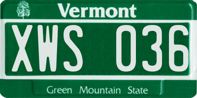 VT license plate XWS036