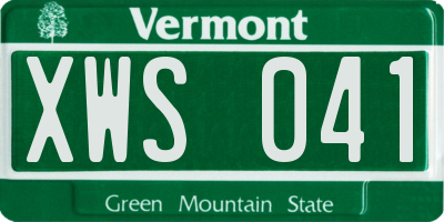 VT license plate XWS041