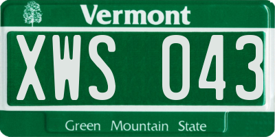 VT license plate XWS043