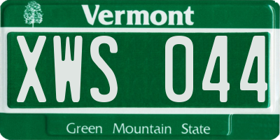 VT license plate XWS044
