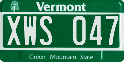 VT license plate XWS047