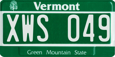 VT license plate XWS049