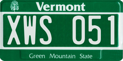 VT license plate XWS051