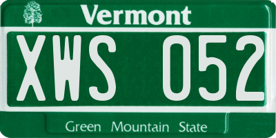 VT license plate XWS052