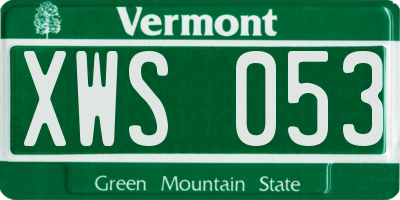 VT license plate XWS053