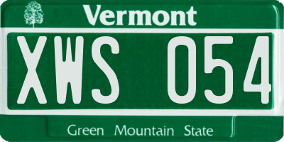 VT license plate XWS054