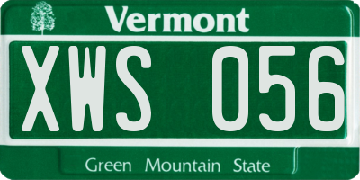 VT license plate XWS056