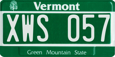 VT license plate XWS057