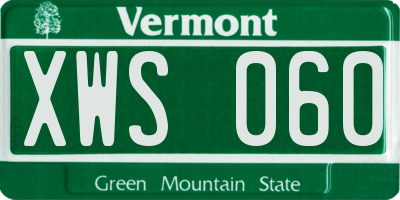 VT license plate XWS060