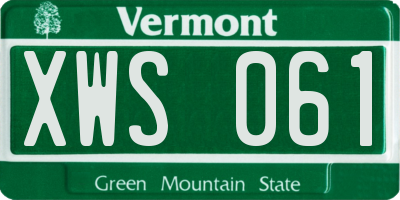 VT license plate XWS061